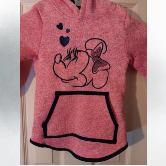 Disney Jr size 5 kids pink Minnie Mouse pullover hoodie - Picture 2 of 5